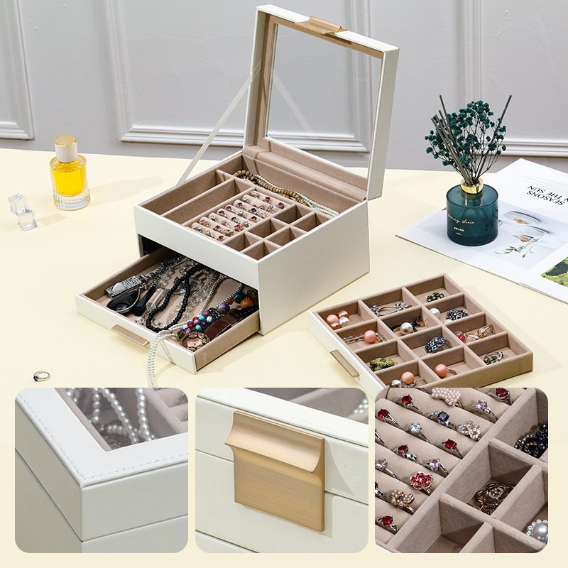 PU Leather Jewelry Storage Organizer jewelry display box Stylish And Well Organized Jewelry Case