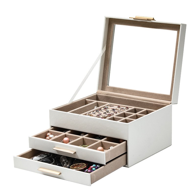 PU Leather Jewelry Storage Organizer jewelry display box Stylish And Well Organized Jewelry Case