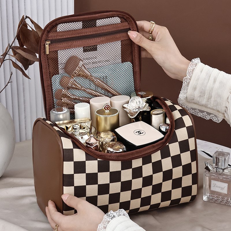 Leather quilted clear professional custom makeup storage vanities bag travel case personalized birthday gifts for women