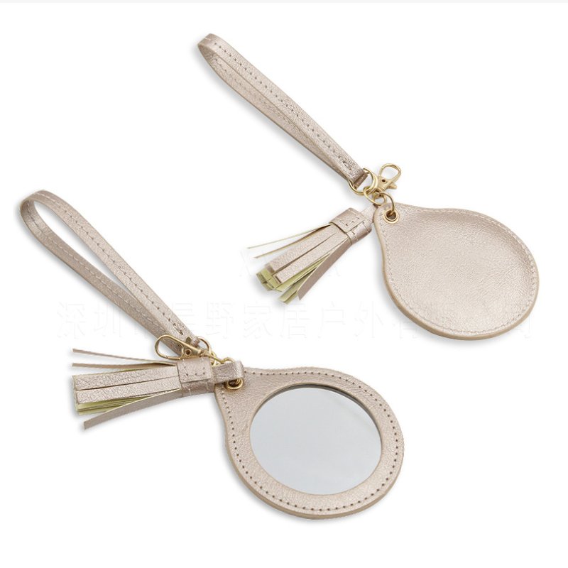 Mini Pu Leather Pocket Makeup Mirror Portable Key Chain Cosmetic Mirror Keychain Mirror Pendant For Women Girl