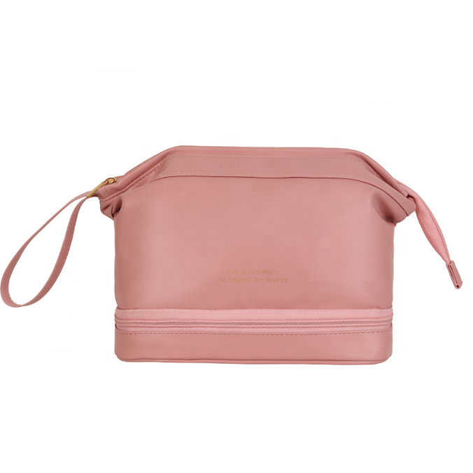 2024 Custom Large Women Cosmetic Bags Organizer Beauty Case Pu Leather Waterproof Zipper Make Up Bag Travel Makeup Bag