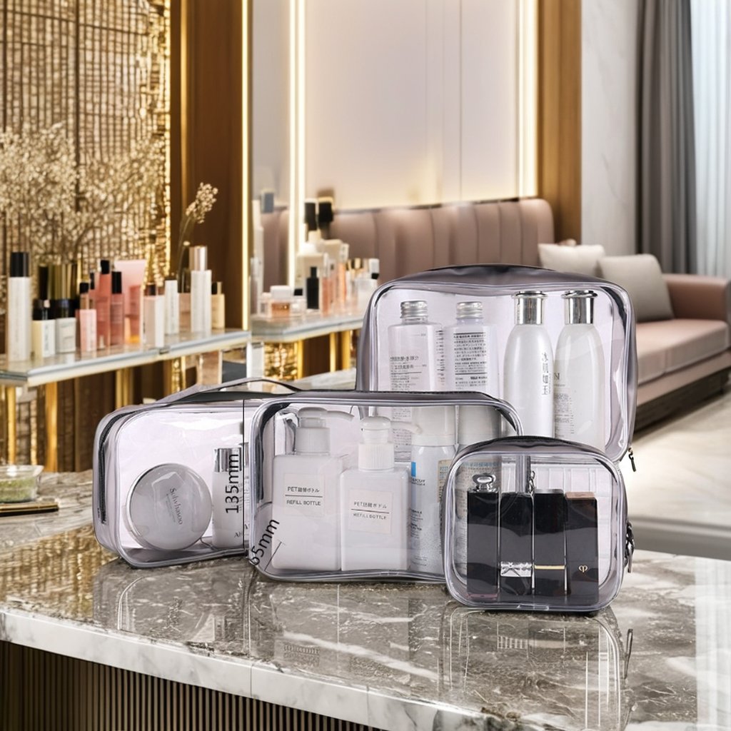 Transparent PVC Travel Organizer Storage Pouch Clear Makeup & Cosmetic Bag with Zipper Closure Beauty Case Toiletries Wash Bags