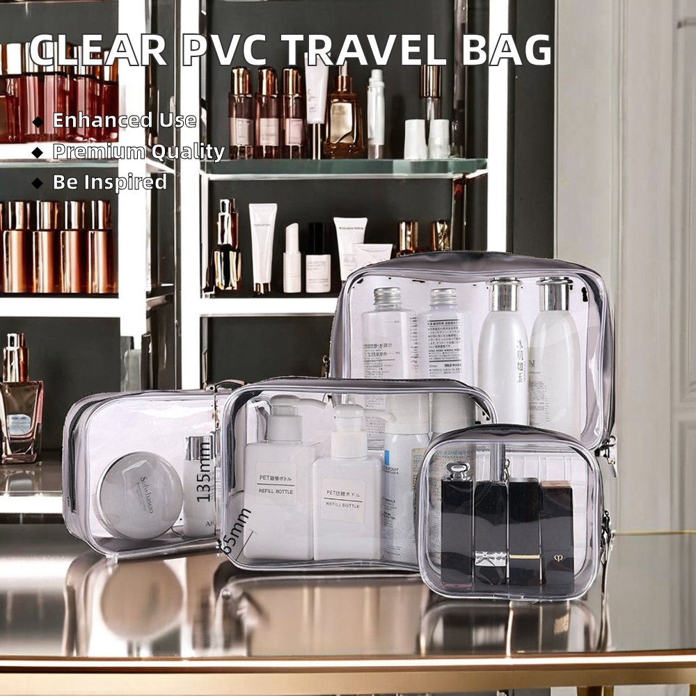 Transparent PVC Travel Organizer Storage Pouch Clear Makeup & Cosmetic Bag with Zipper Closure Beauty Case Toiletries Wash Bags