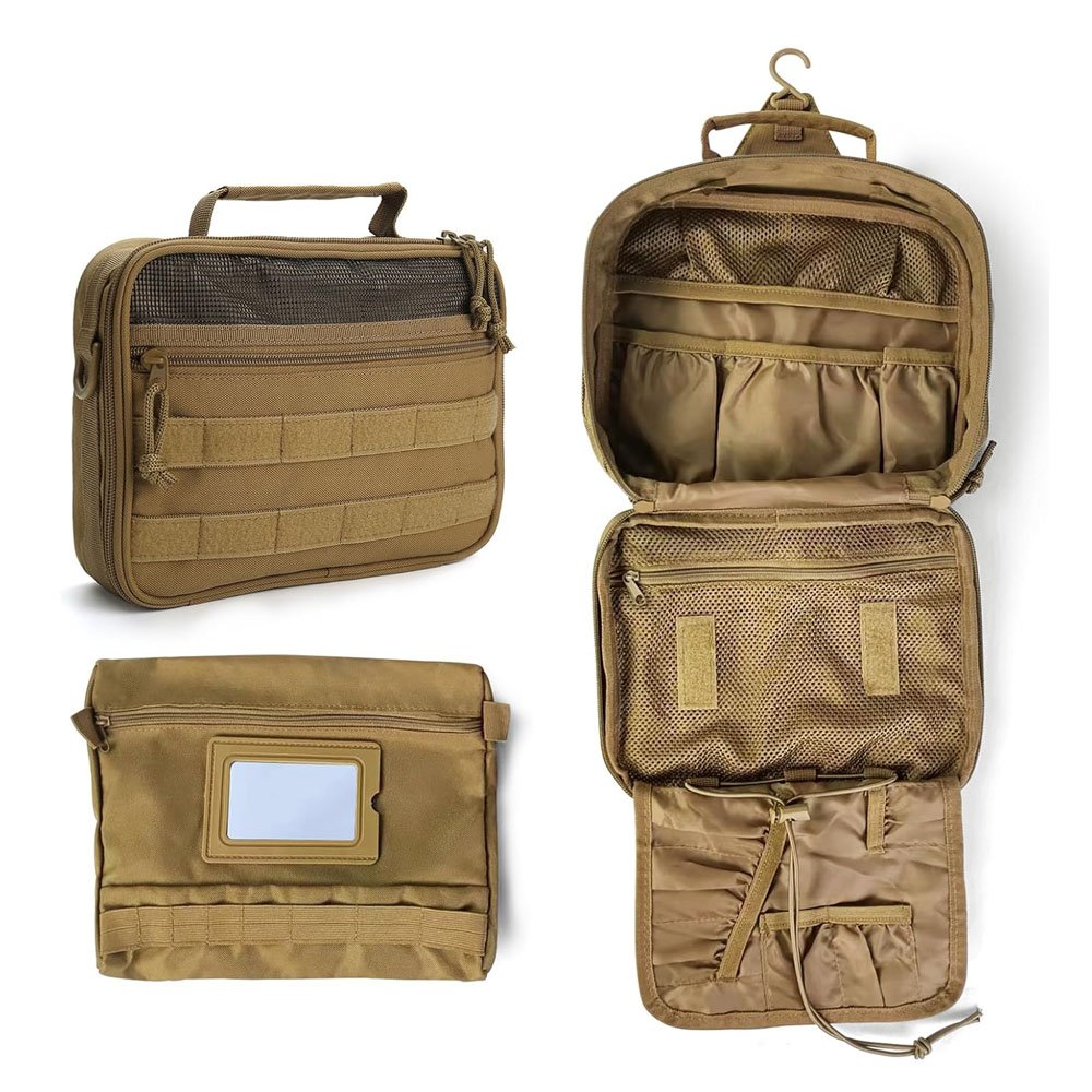 Tactical Mens Custom Canvas Travel Essentials Accessories Bathroom Organizer Waterproof Hanging Organizer Toiletry Bag for Men