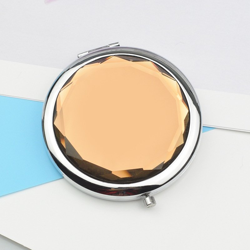 Low MOQ Wholesale Customized Logo Personalized Portable Mini Makeup Mirrors Crystal Mirror