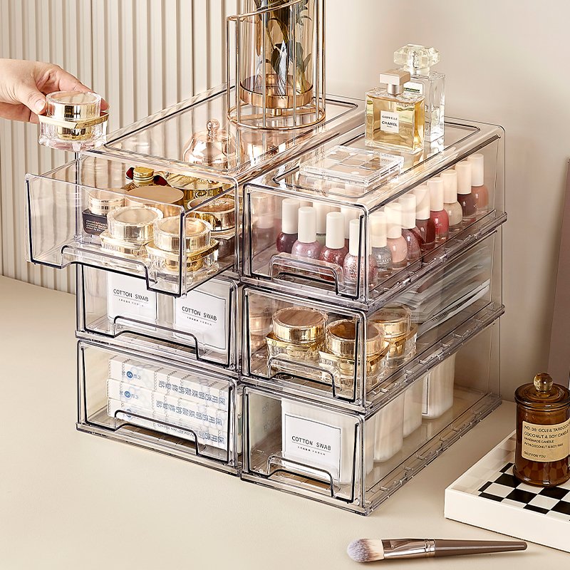 Chenyi Stackable High Transparent Organizers And Storage Boxes With Drawer Makeup Organizer For Bathroom And Vanity