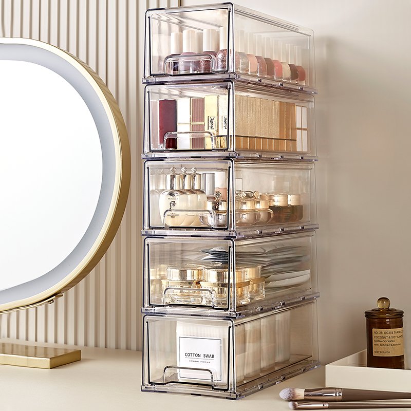 Chenyi Stackable High Transparent Organizers And Storage Boxes With Drawer Makeup Organizer For Bathroom And Vanity