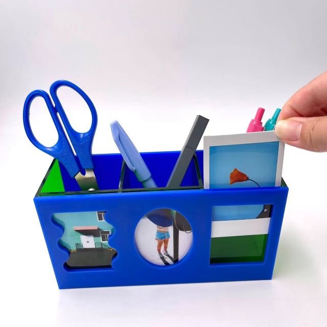 2024 New Design 3-in-1 Acrylic Pen Holder Instax Photo Frame holder Fujifilm Instax Photo mini Storage Box Best Selling