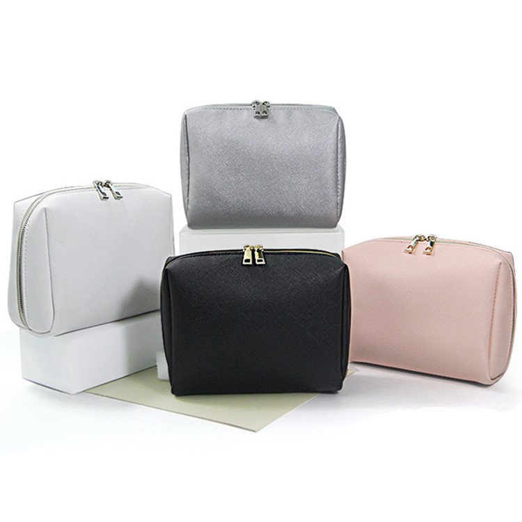 PU leather cosmetic custom zip pouch make up travel makeup organizer pouch mini bag for women girls with logo