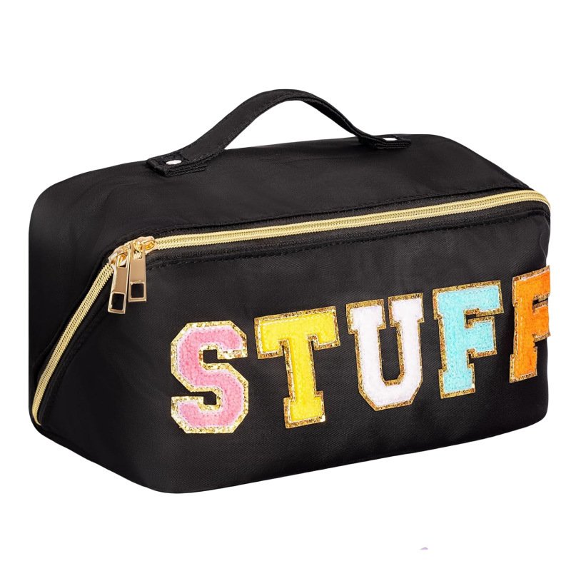 Large Capacity Multi-Functional Storage Bag Oblique Opening Spot Fashion Embroidered Alphabet National Nylon Hand Towel Makeup