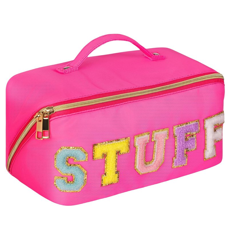 Large Capacity Multi-Functional Storage Bag Oblique Opening Spot Fashion Embroidered Alphabet National Nylon Hand Towel Makeup