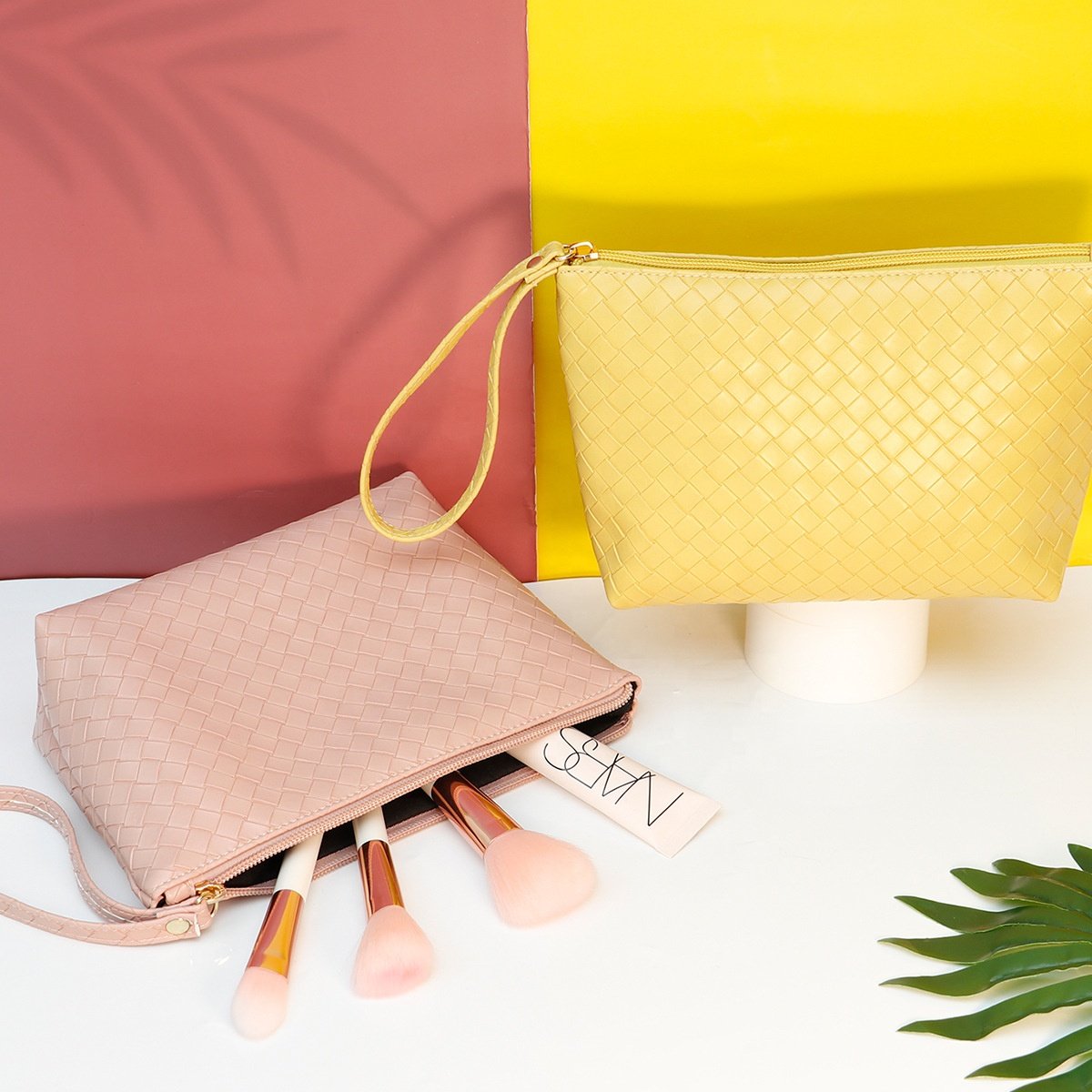 Fudeam Leather Portable Women Cosmetic Bag Multifunction Travel Toiletry Storage Organize Handbag Waterproof Female Makeup Case^