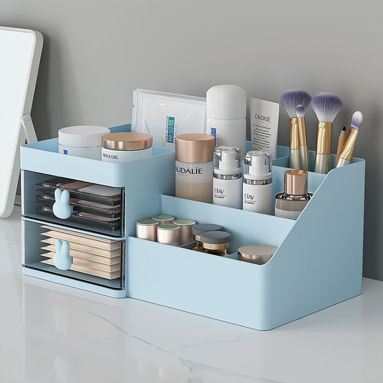 2023 new style multifunctional vanity makeup pencil holder drawer storage case stationery desktop organizer