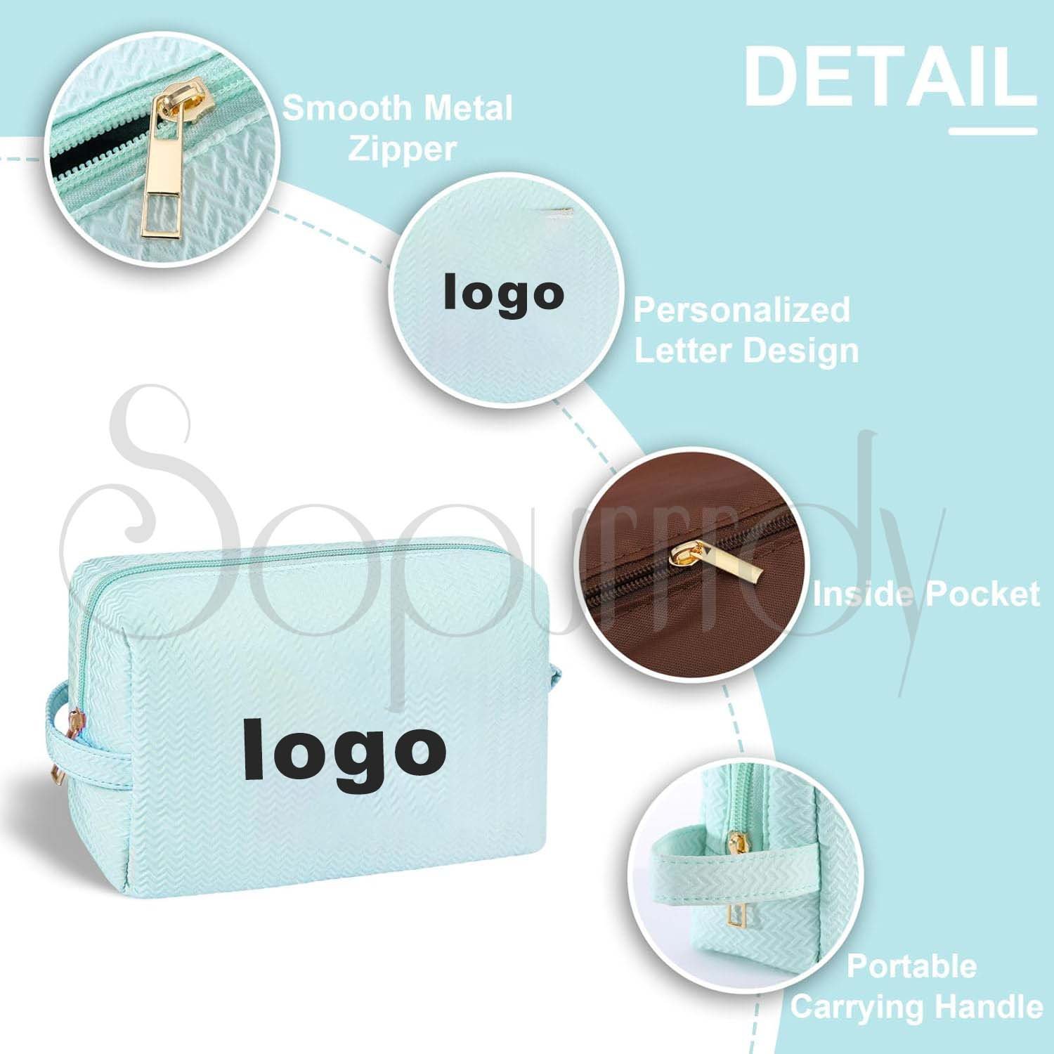 Custom Logo Makeup Bag Purse Cute Preppy Cosmetic bag Zipper Pouch Purse Waterproof Portable Travel Toiletry Bag For Women