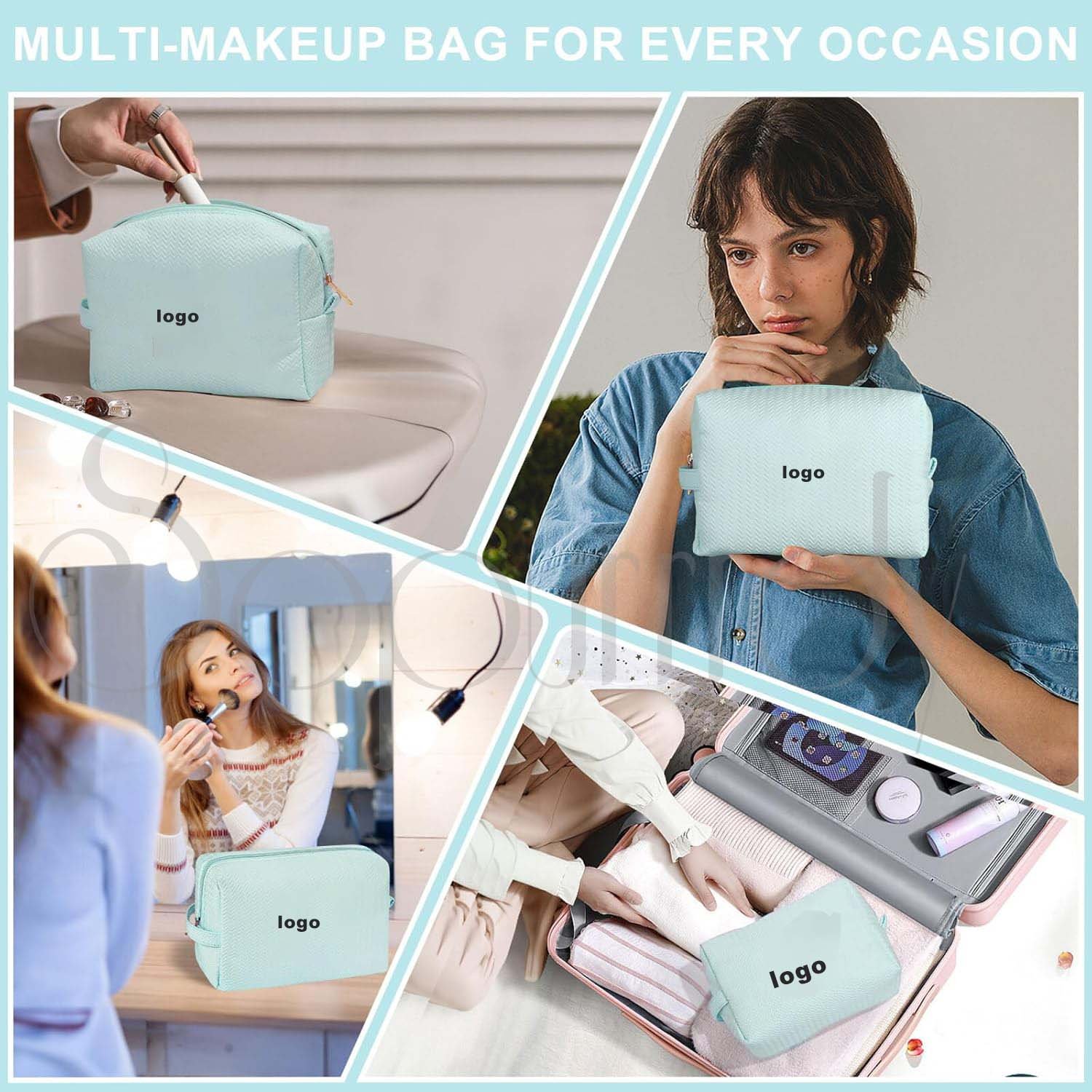 Custom Logo Makeup Bag Purse Cute Preppy Cosmetic bag Zipper Pouch Purse Waterproof Portable Travel Toiletry Bag For Women