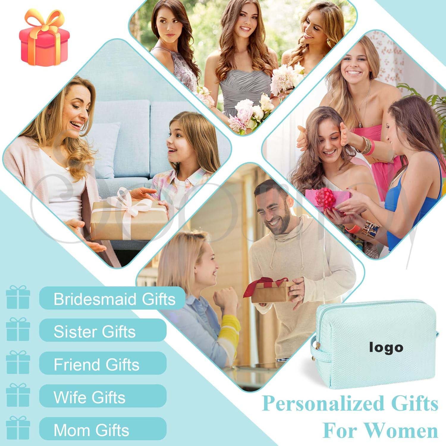 Custom Logo Makeup Bag Purse Cute Preppy Cosmetic bag Zipper Pouch Purse Waterproof Portable Travel Toiletry Bag For Women