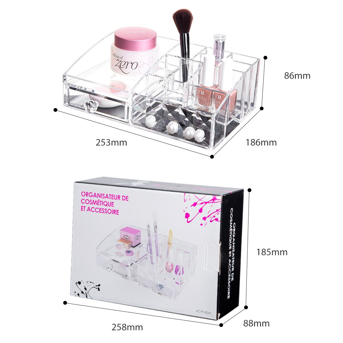 High Quality Cosmetic Display Cases Bathroom Organizers And Storage Countertop For Vanity With Popular Price