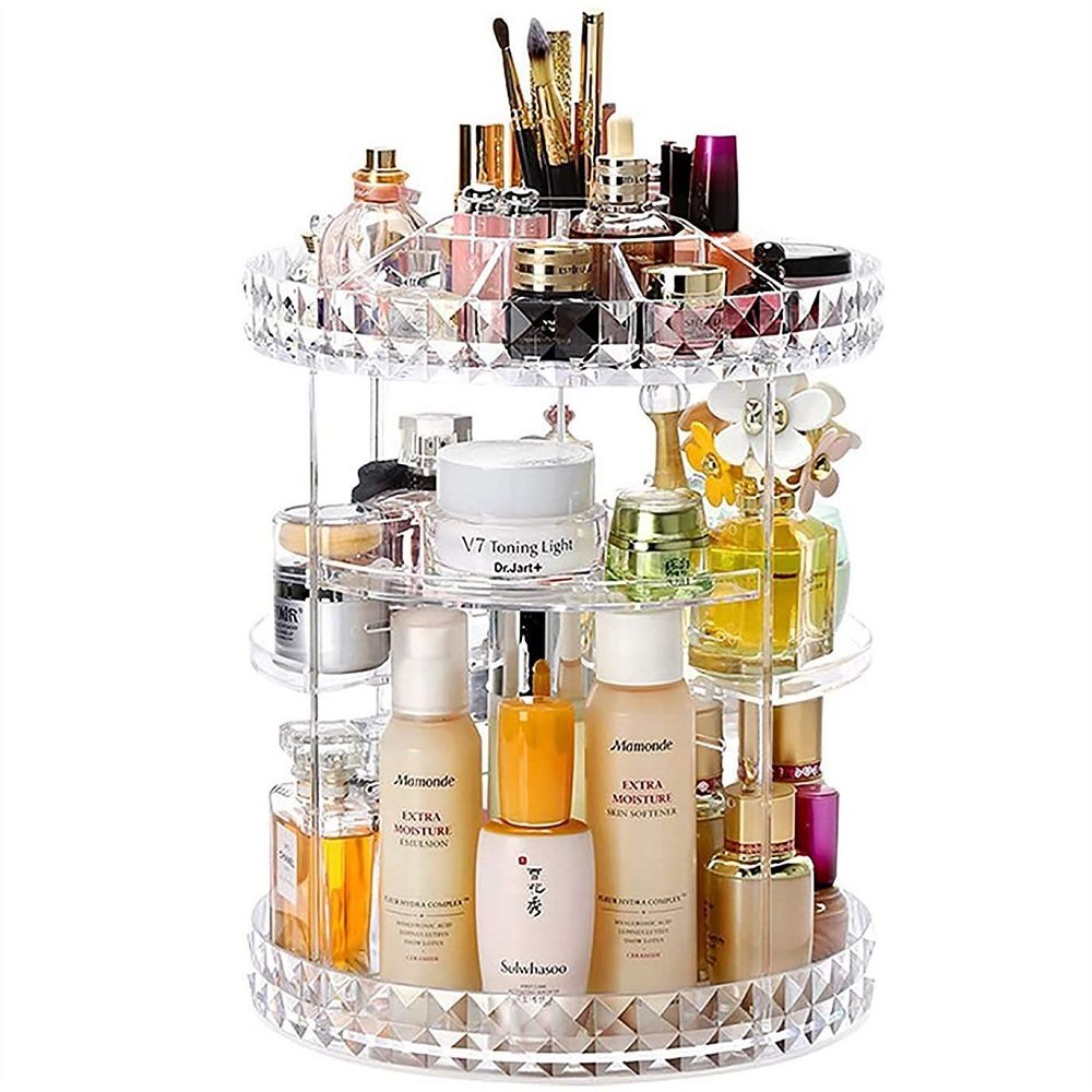 Skincare Clear Make Up Storage Perfume Organizers Cosmetic Dresser Organizer Countertop 360 Spinning, Makeup Organizer