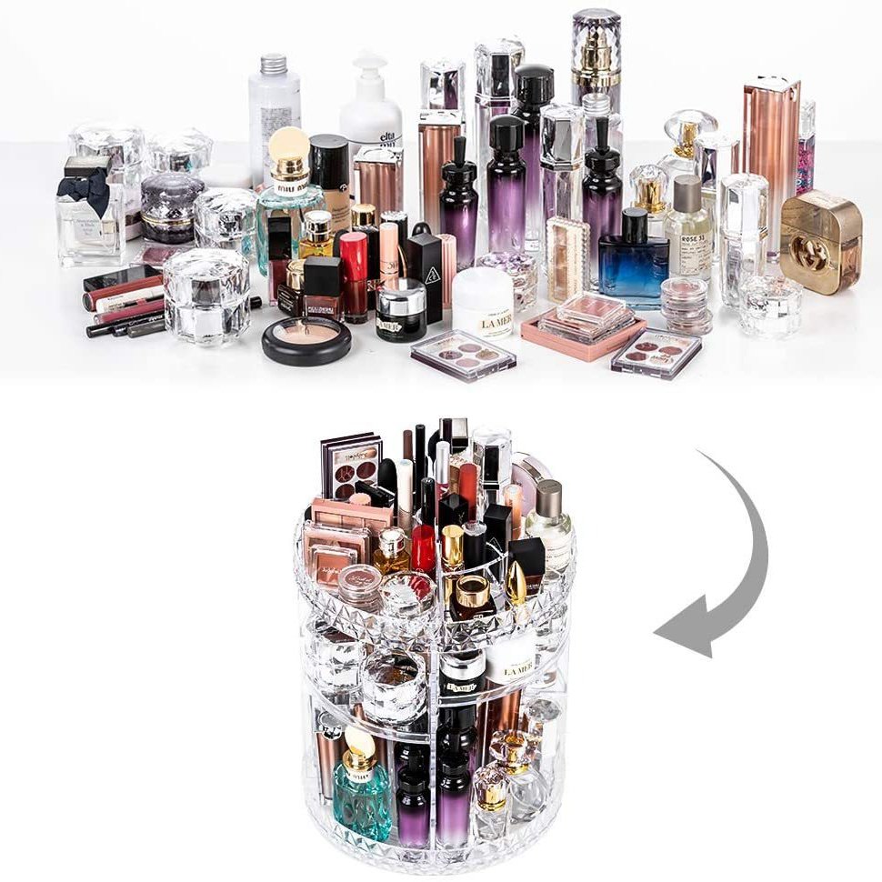 Skincare Clear Make Up Storage Perfume Organizers Cosmetic Dresser Organizer Countertop 360 Spinning, Makeup Organizer