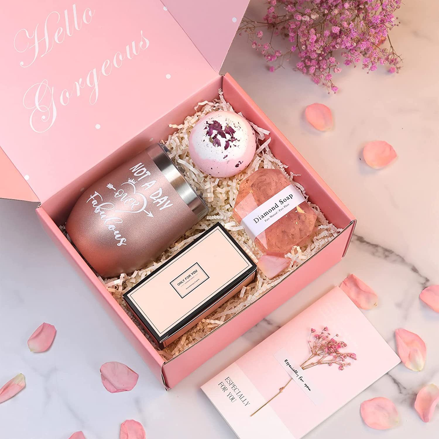 Custom Valentine's Day Gift Set Self Care Stainless Steel Tumbler Luxury Spa Promotional Get Well Soon Gift Set For Women