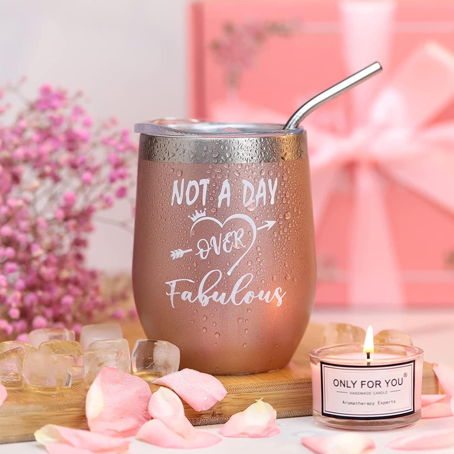 Custom Valentine's Day Gift Set Self Care Stainless Steel Tumbler Luxury Spa Promotional Get Well Soon Gift Set For Women