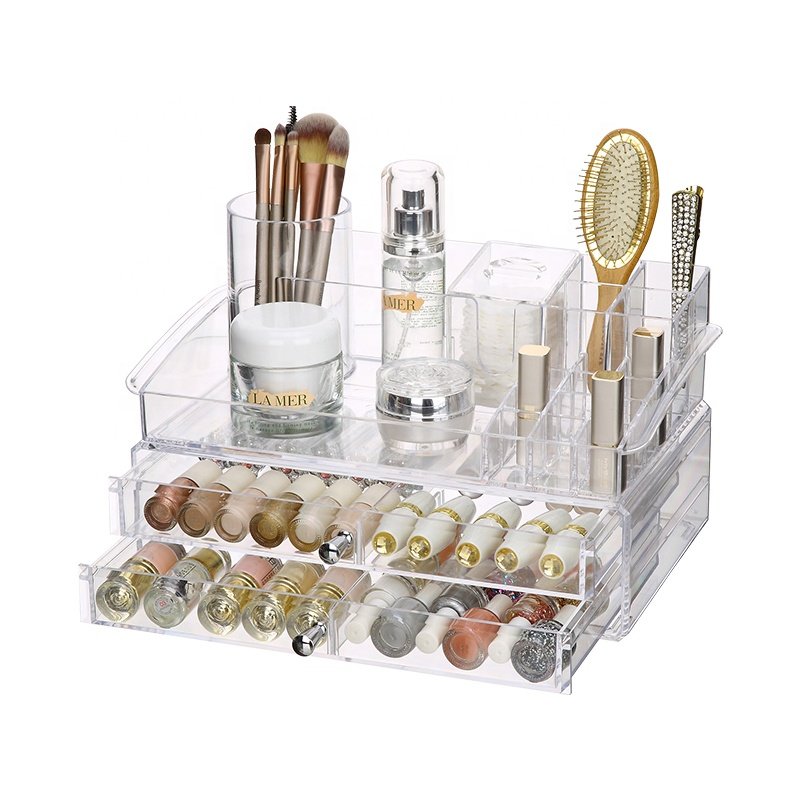 Beauty large PS cosmetics display drawers storage dust-proof transparent plastic makeup organizer for lipsticks brush