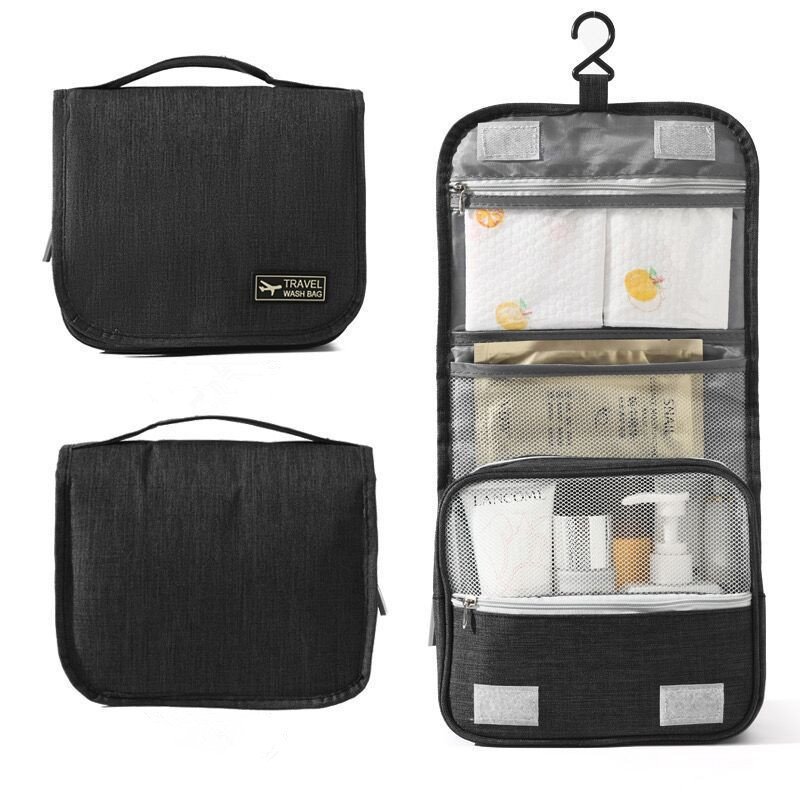 Portable Men's Wash Cosmetic Bag Travel Waterproof Folding Storage Bag Hanging Toiletry bag with hook for bathroom