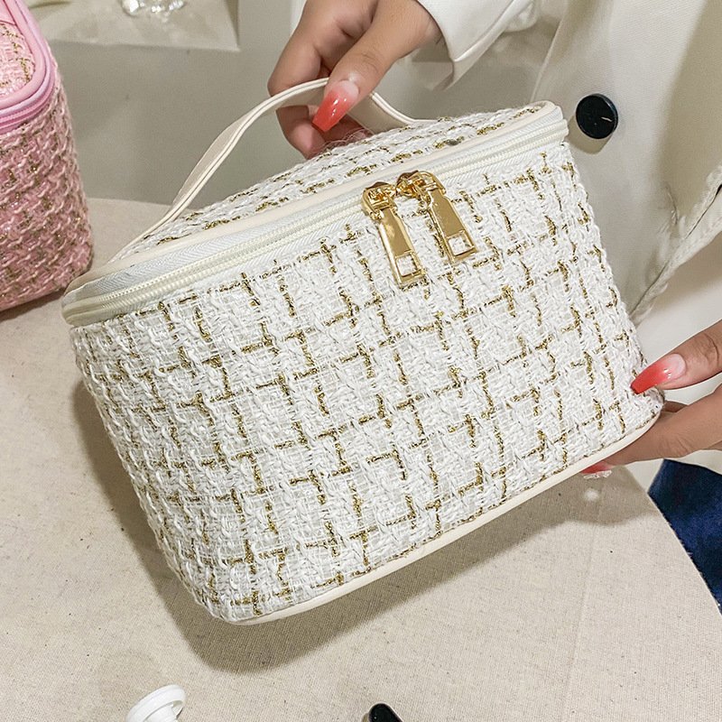 High Quality Case Lattice Makeup Bag For Women Makeup Organizer Toiletry Bag Travel Cosmetic Bag
