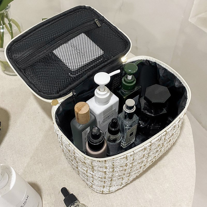 High Quality Case Lattice Makeup Bag For Women Makeup Organizer Toiletry Bag Travel Cosmetic Bag