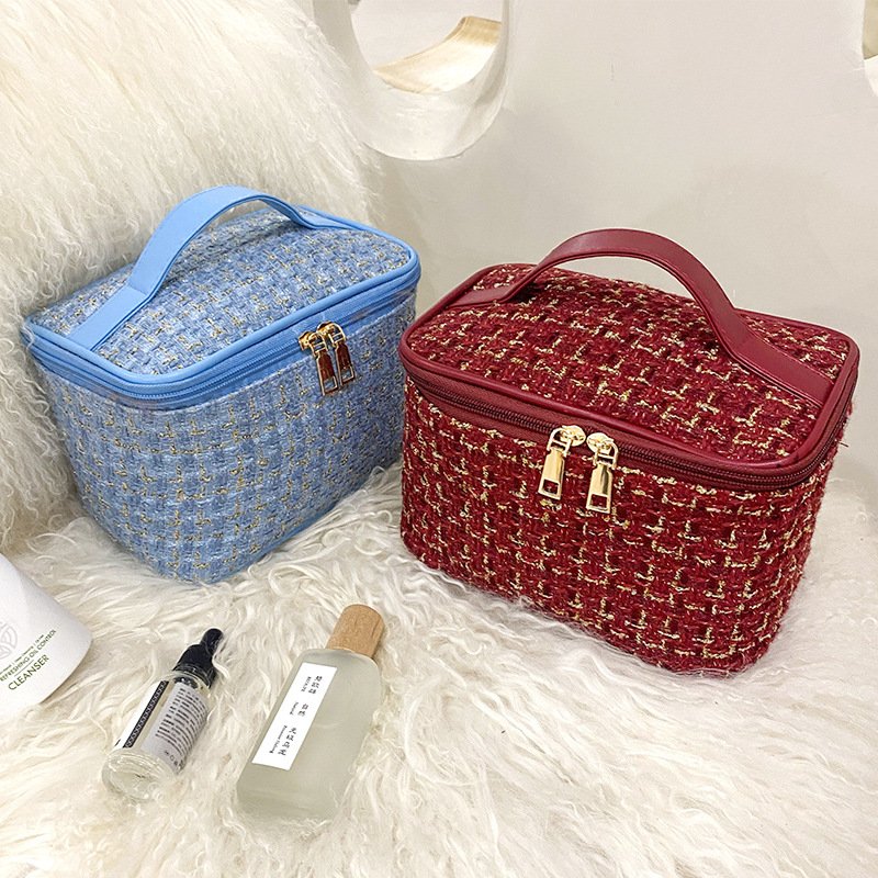 High Quality Case Lattice Makeup Bag For Women Makeup Organizer Toiletry Bag Travel Cosmetic Bag