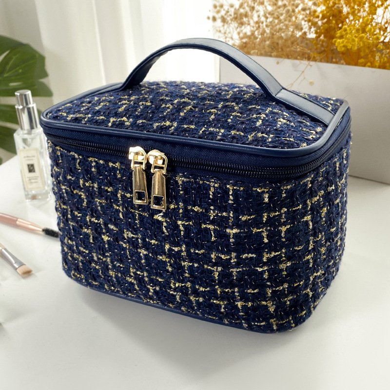 High Quality Case Lattice Makeup Bag For Women Makeup Organizer Toiletry Bag Travel Cosmetic Bag