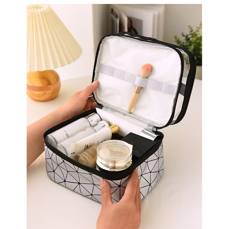 2024 NEW Double-deck Multifunction Makeup Bag Diamond Wash Case Lingge Handheld Cosmetic Box For Womens