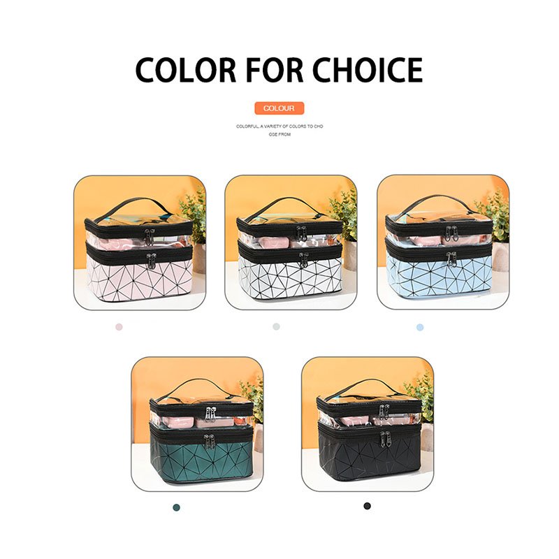 2024 NEW Double-deck Multifunction Makeup Bag Diamond Wash Case Lingge Handheld Cosmetic Box For Womens