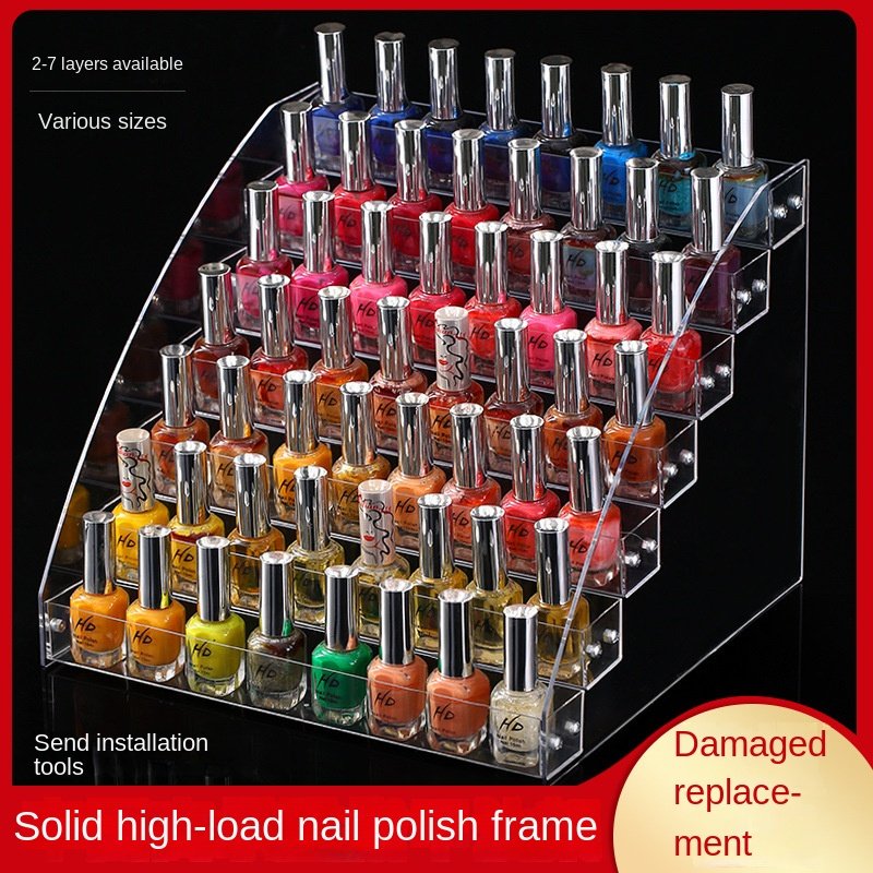 Modern transparent convenient nail polish lipstick makeup organizer cosmetic shelf acrylic display storage boxes