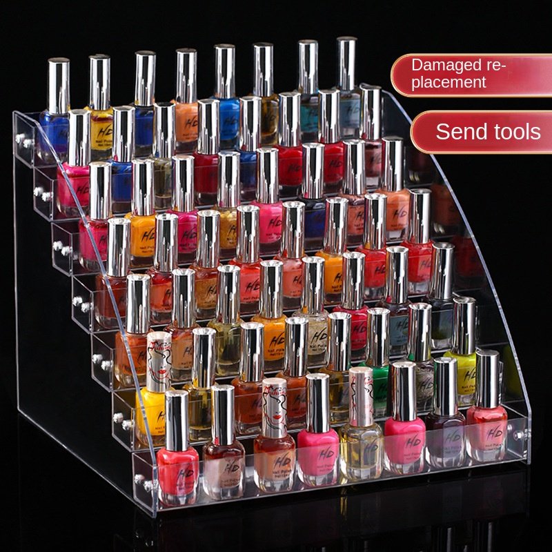 Modern transparent convenient nail polish lipstick makeup organizer cosmetic shelf acrylic display storage boxes