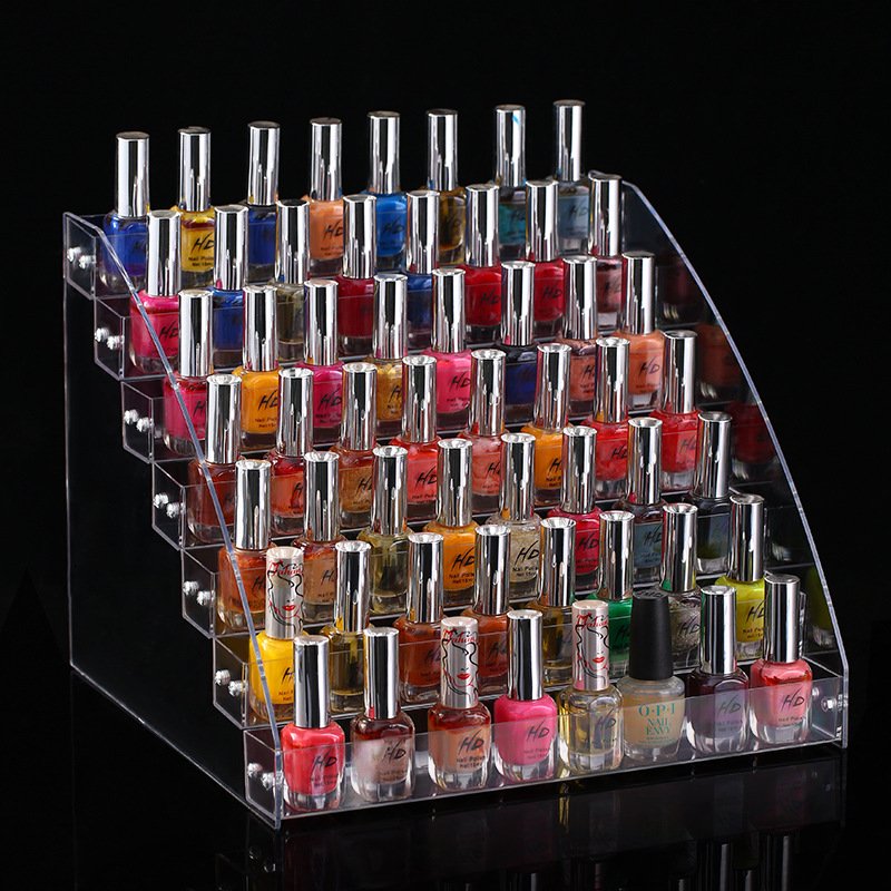 Modern transparent convenient nail polish lipstick makeup organizer cosmetic shelf acrylic display storage boxes