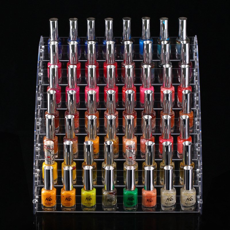 Modern transparent convenient nail polish lipstick makeup organizer cosmetic shelf acrylic display storage boxes