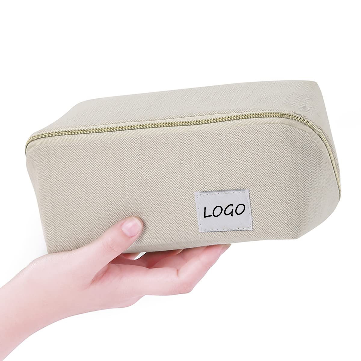 Custom Logo Size Private Label Women Travel Personal Pouch Large Capacity Money Cotton Canvas Makeup Cosmetic Bag With Zipper
