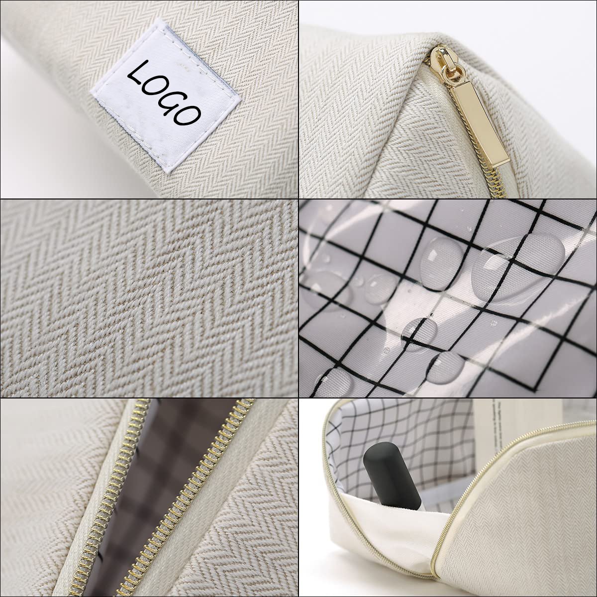 Custom Logo Size Private Label Women Travel Personal Pouch Large Capacity Money Cotton Canvas Makeup Cosmetic Bag With Zipper