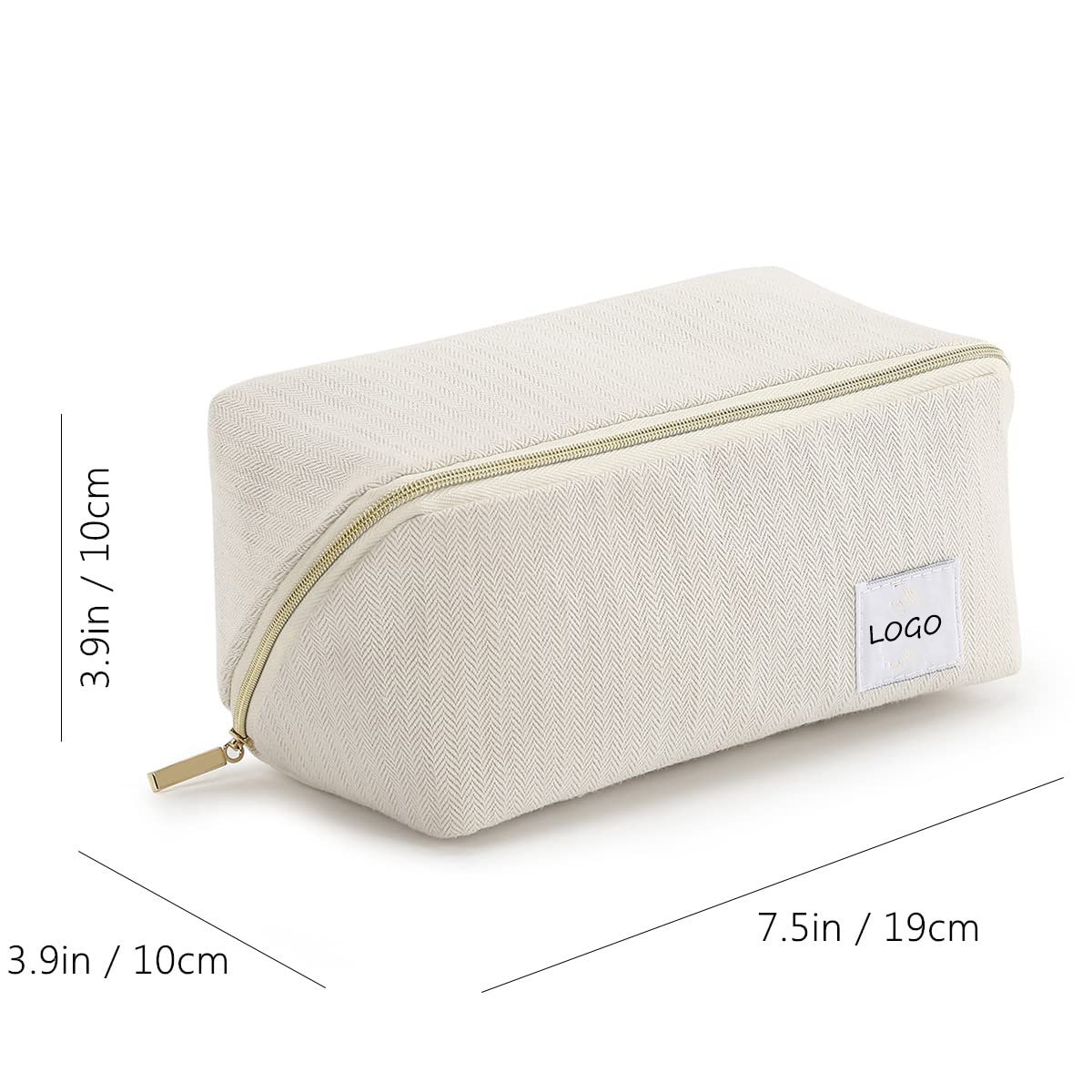 Custom Logo Size Private Label Women Travel Personal Pouch Large Capacity Money Cotton Canvas Makeup Cosmetic Bag With Zipper