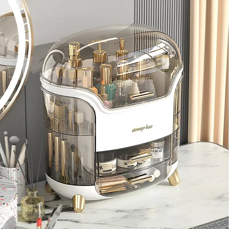 Bathroom Vanity Makeup Organizer Clear 10 Drawer Big Cosmetics Storage Box for Women Plastic Make Up Skincare Display Case