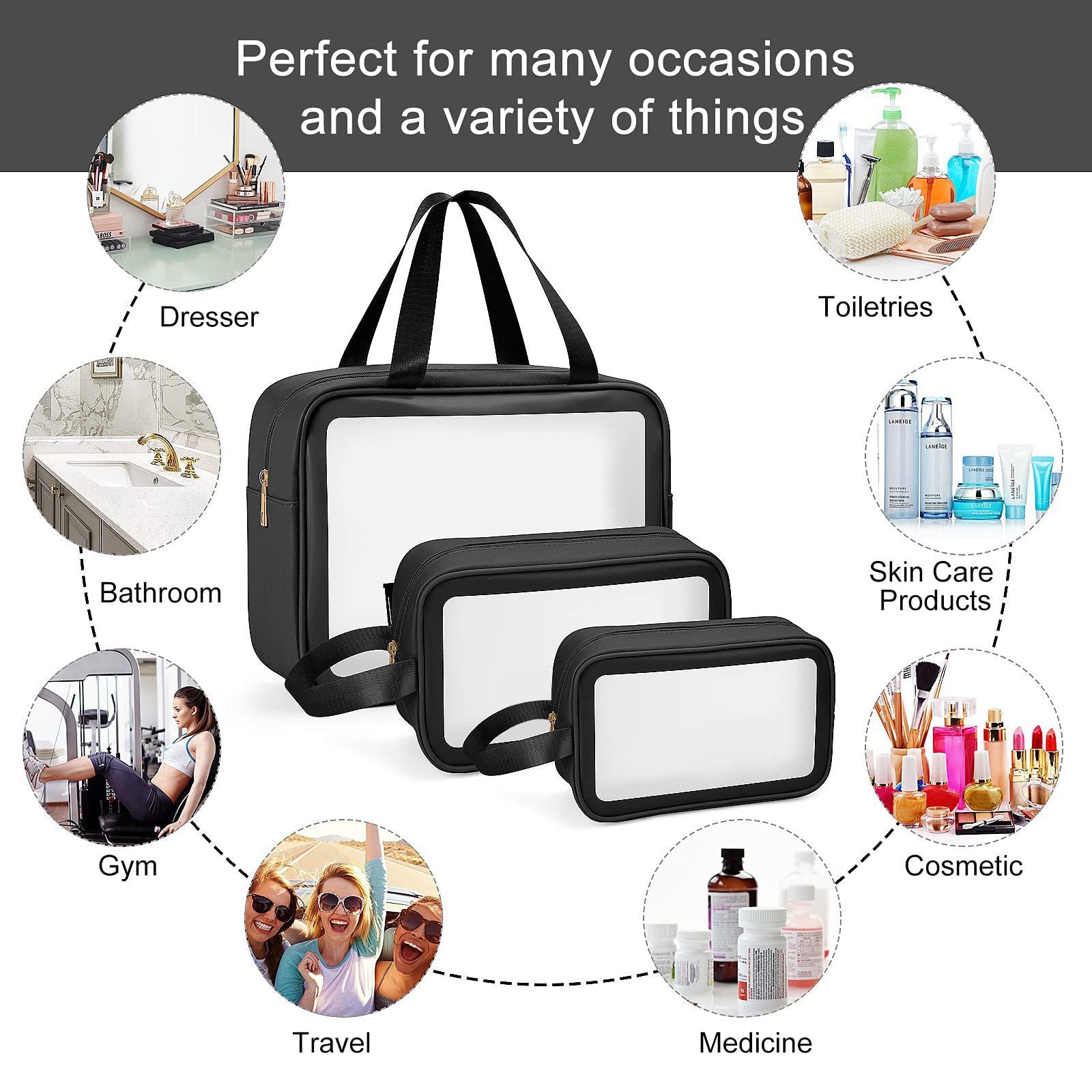 Wholesale Custom Clear Pvc Travel Wash Make Up Bag Toiletry Waterproof Plastic Cosmetic Makeup Bag for Bathroom