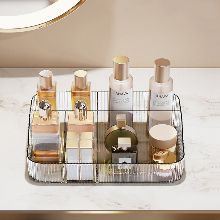 Clear Acrylic Makeup Organizer Bathroom Drawer Vanity Tray Cosmetic Display Case Office Stationery Storage Holder Unit Box