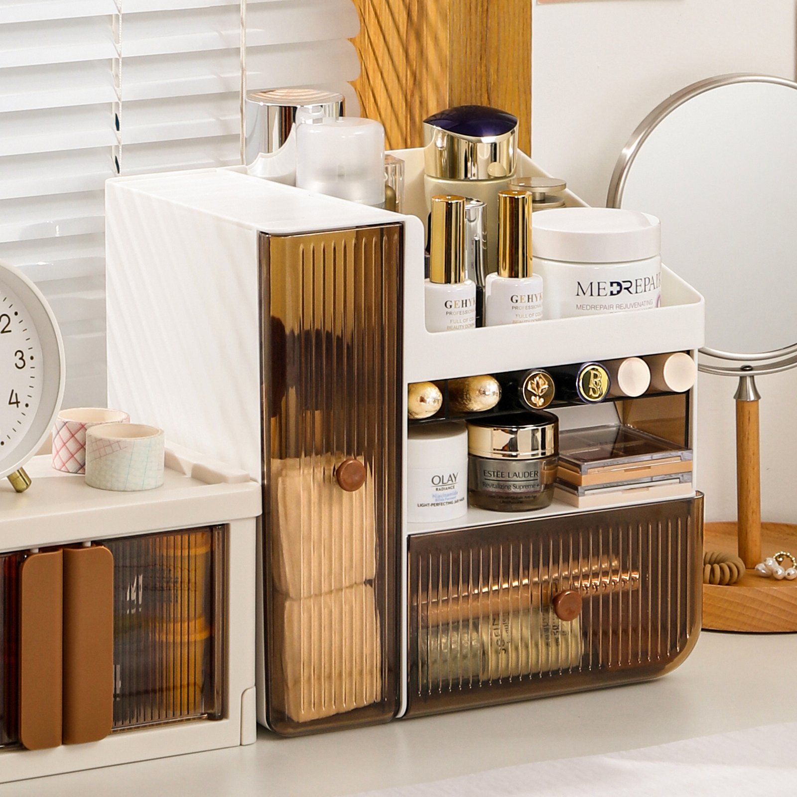 HAIXIN Modern Rectangular Makeup Organizer New Arrival Eco-Friendly PP Plastic Cosmetic Storage Box for Dressing Table