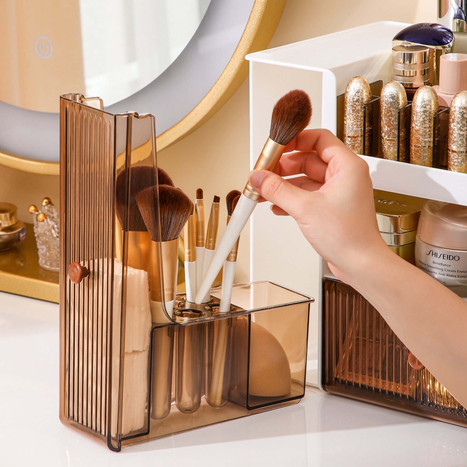 HAIXIN Modern Rectangular Makeup Organizer New Arrival Eco-Friendly PP Plastic Cosmetic Storage Box for Dressing Table