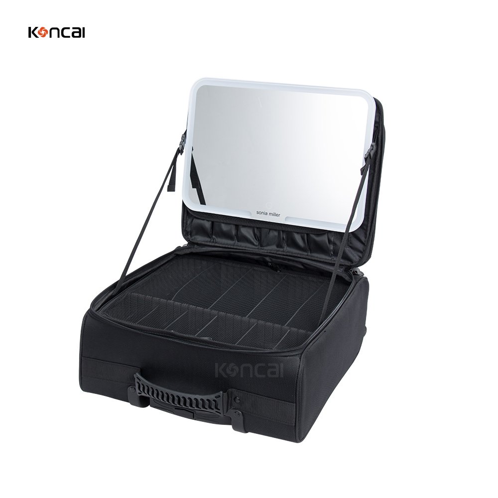 KONCAI Cosmetic make up accessories travel suitcase vanity box organizers handle beauty makeup case