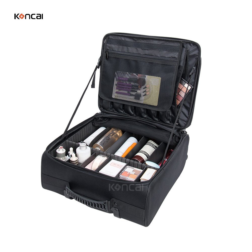 KONCAI Cosmetic make up accessories travel suitcase vanity box organizers handle beauty makeup case