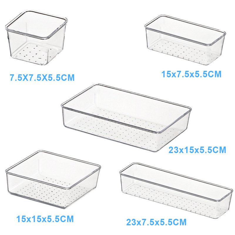 Drawer Organizer Set 16pcs Clear Plastic Drawer Organizer Trays 25pcs for Office Desk Bathroom Bedroom Kitchen