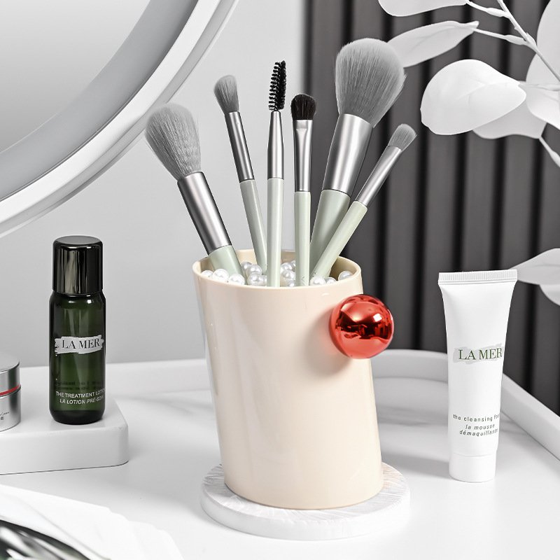 Luxury Style Light-Weight Pen Holder Makeup Brush Storage Container Simple Household Desktop Organizers Student Campus Dormitory