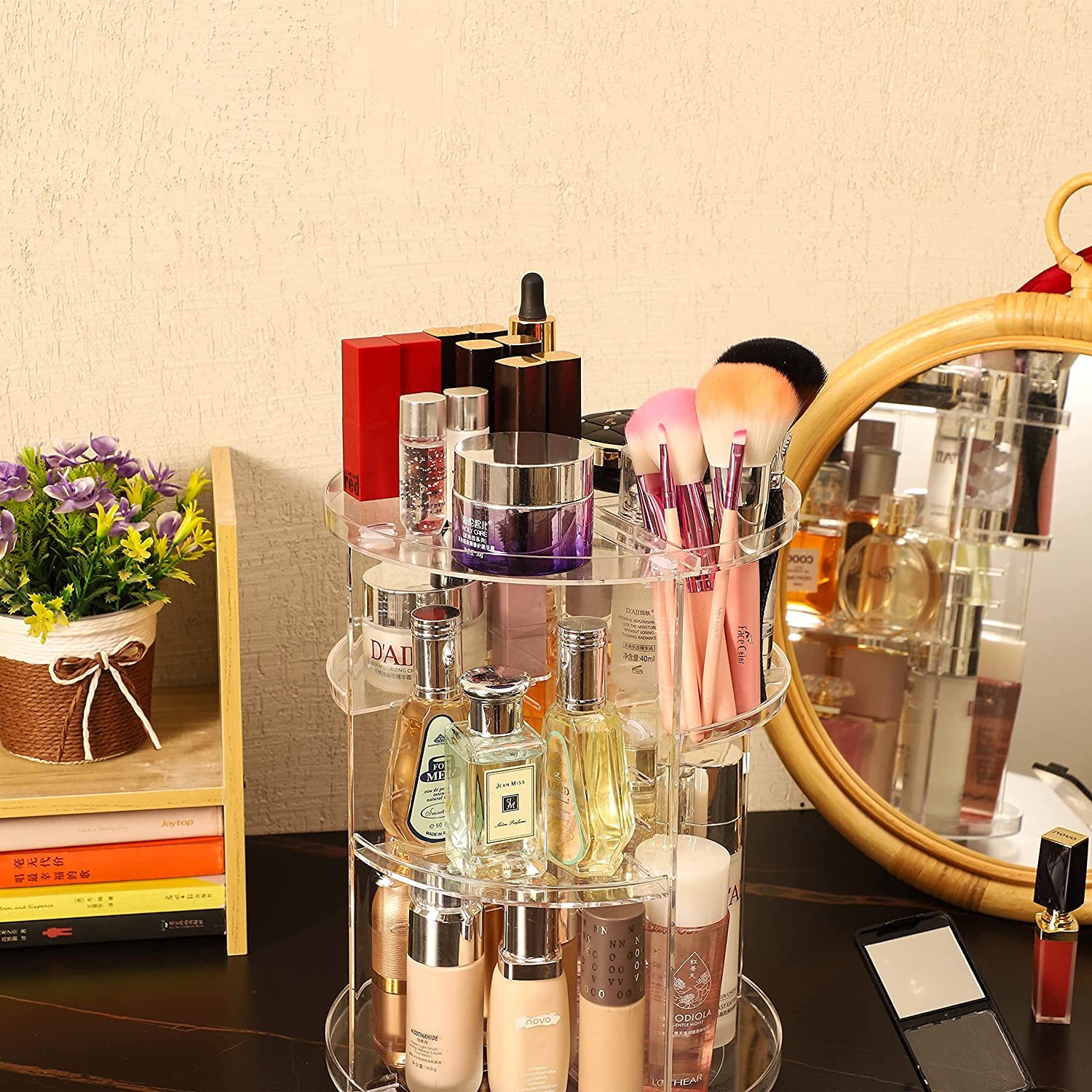 clear acrylic cosmetic storage 360 degree rotating make up organizer with 8 layers large capacity